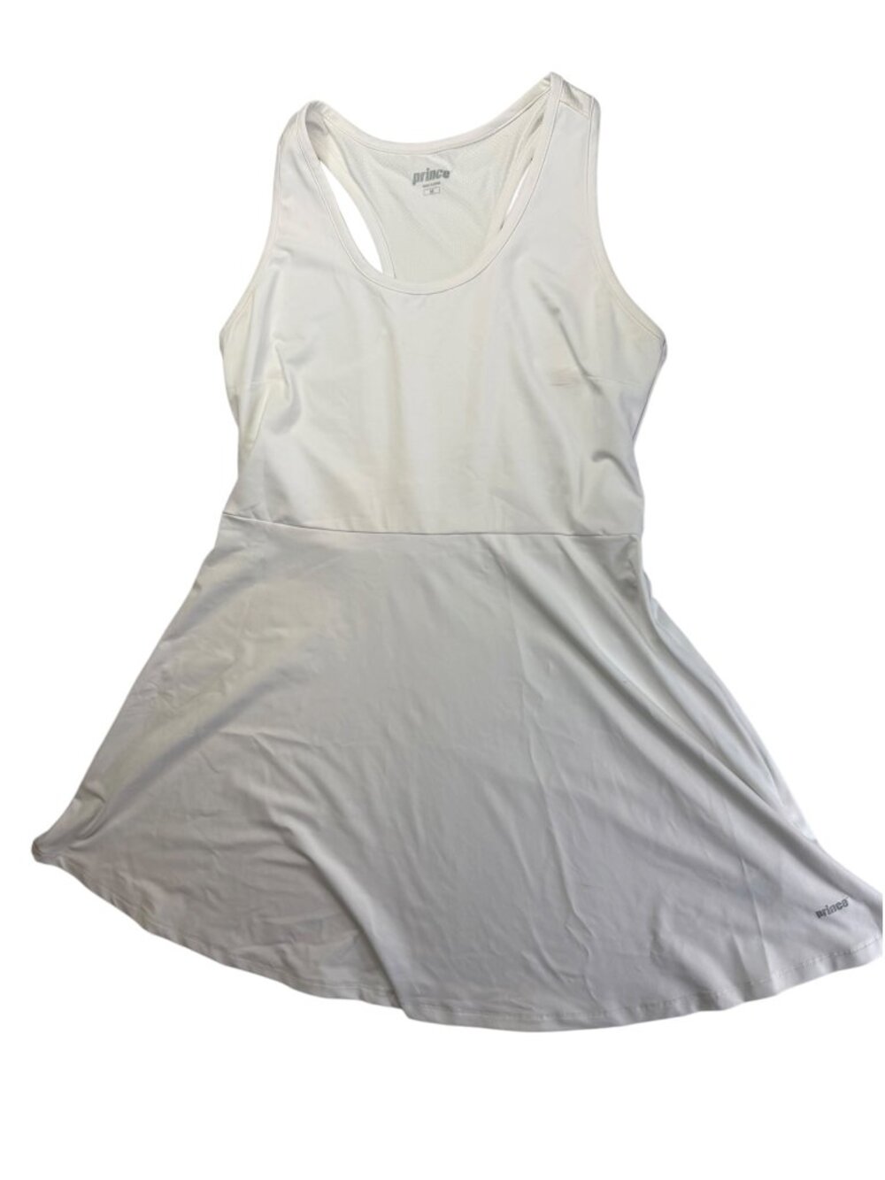 PRINCE Tennis Dress, White. Size Women's M - Sleeveless. Racerback Athletic